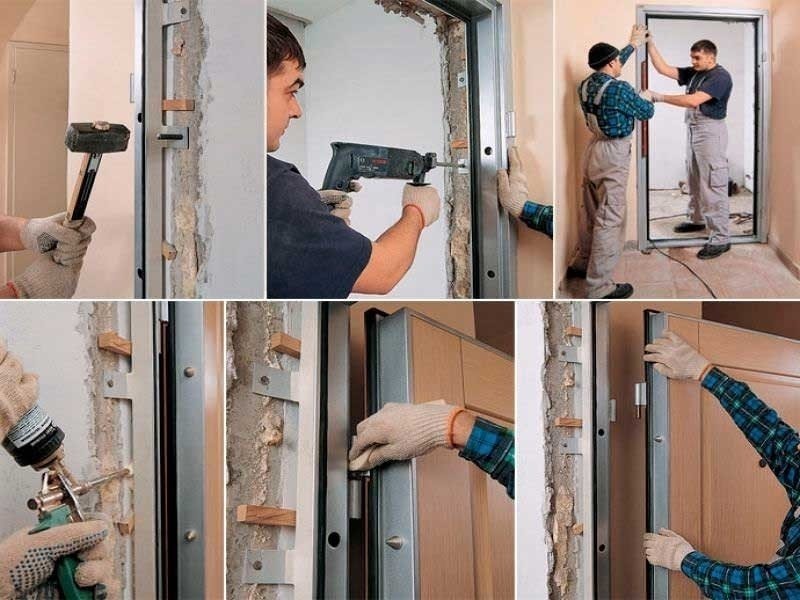 Монтаж алюминиевой двери в проем