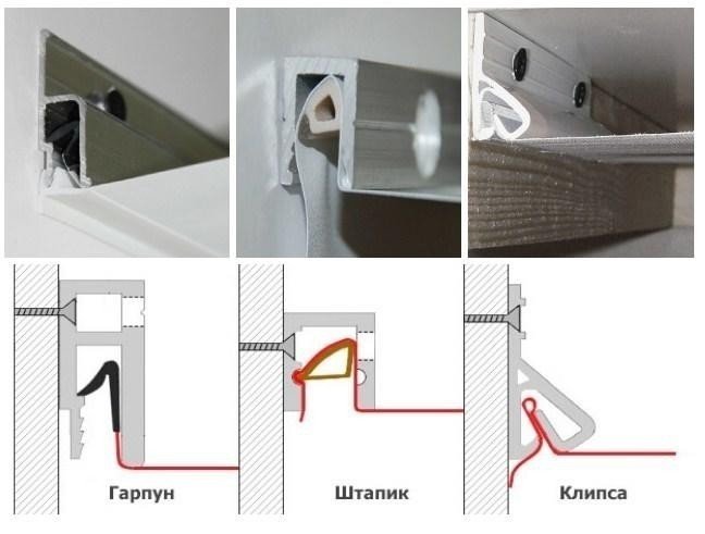 Профиль системы гарпун для натяжных потолков