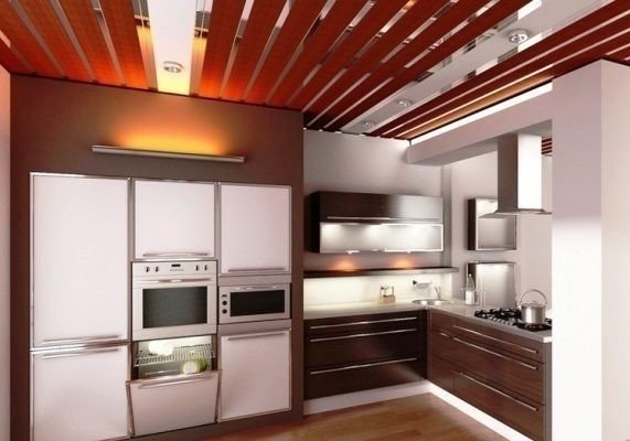 Кухня в стиле модерн потолок