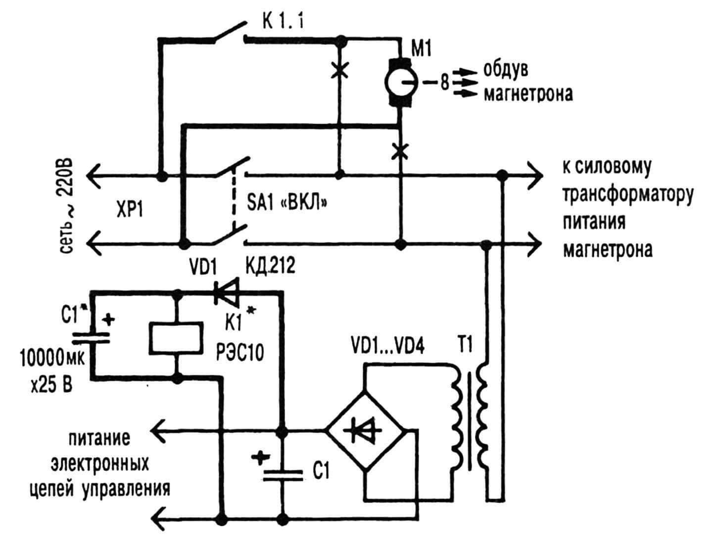 Схема тиристорного блока управления сварочным трансформатором