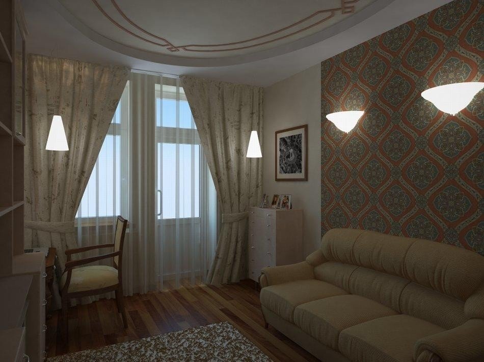 Интерьер спальни с диваном