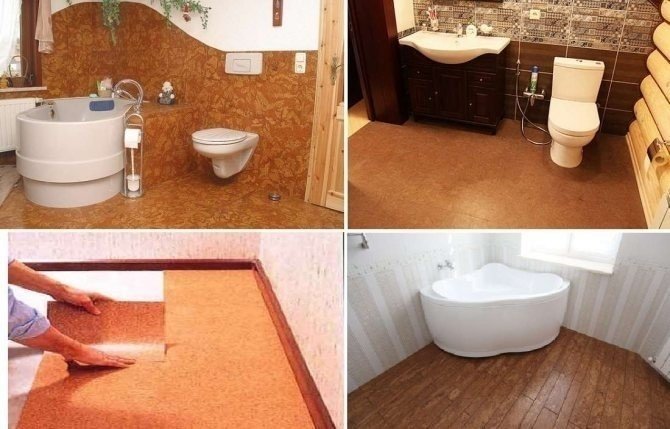 Пробковый пол в ванной в деревянном доме