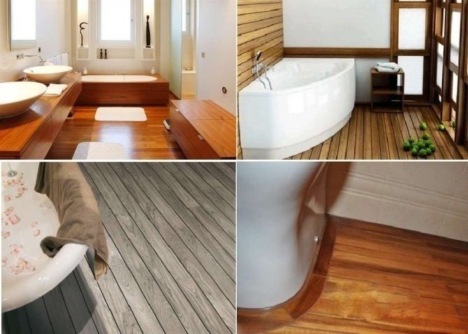 Ванная комната с деревянным полом