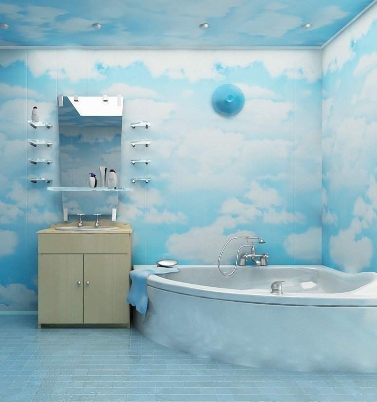 Пластиковые панели для ванной облака