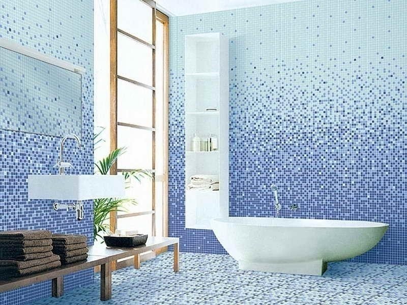 Плитка под мозаику для ванной синяя