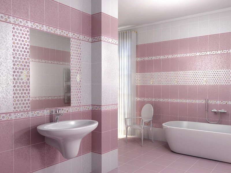 Розовая ванная плитка керама марацци