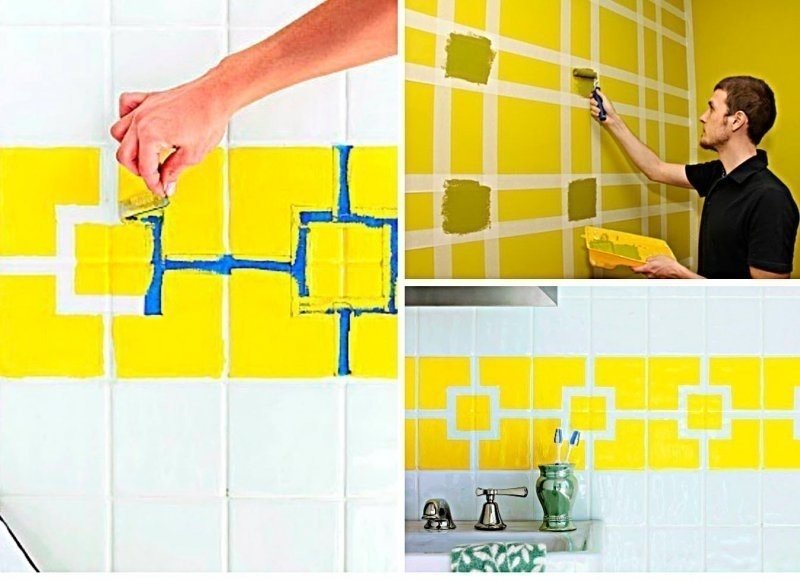 Покрасить плитку в ванной своими руками идеи и схемы