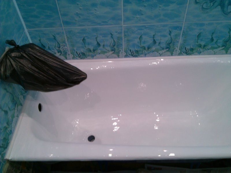 Ванная чугунная с покрытием акрил после использования